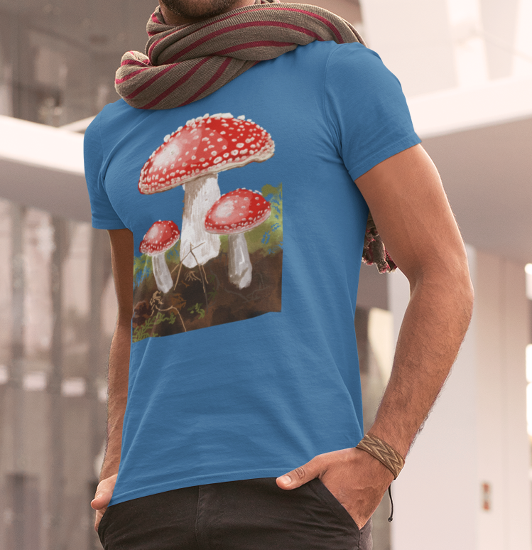 "Amanitas" from Jamie's Hand-Drawn Mushroom Collection Unisex Soft-style T-Shirt