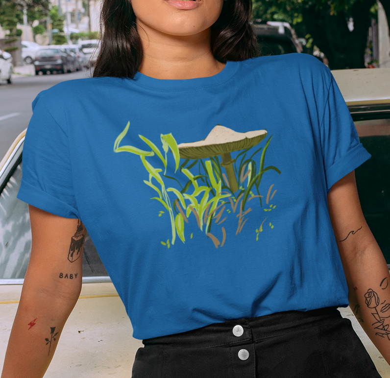 "Brown Mushroom" from Jamie's Hand-Drawn Mushroom Collection Unisex Soft-style T-Shirt
