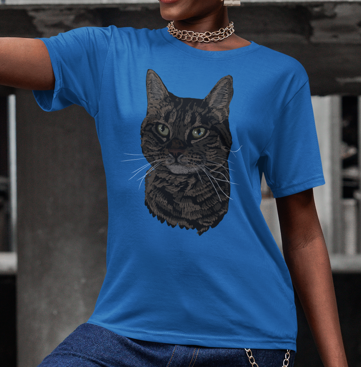 "Joshua's Cat" from Jamie's Hand-Drawn Cat Collection Unisex Soft-style T-Shirt