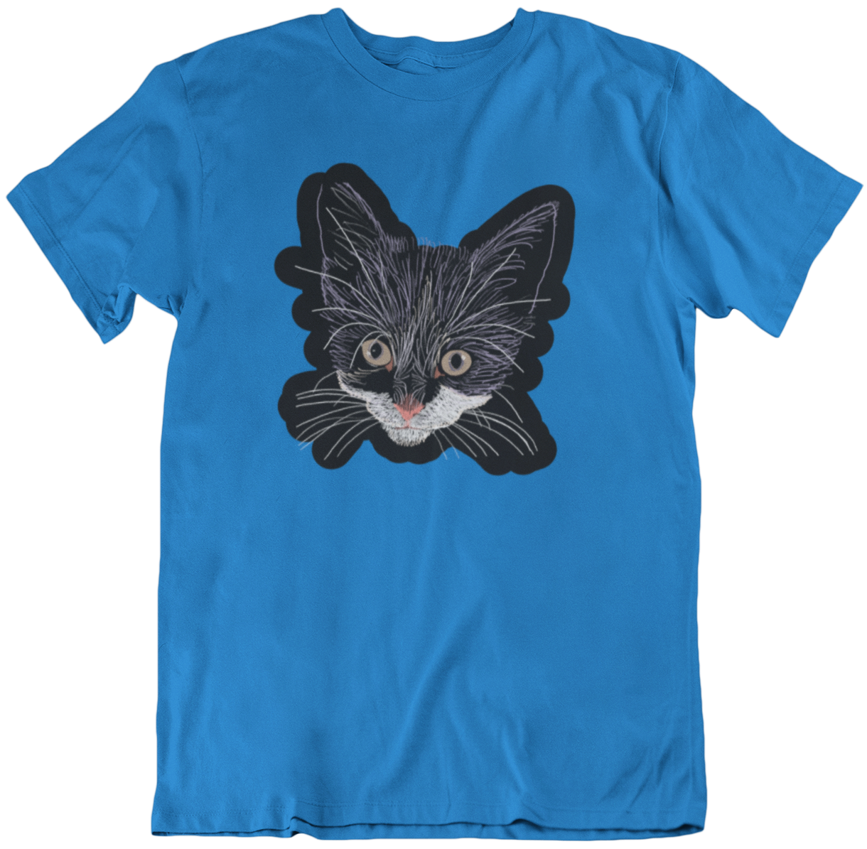"Grey Eyed Kitty" from Jamie's Hand-Drawn Cat Collection Unisex Soft-style T-Shirt