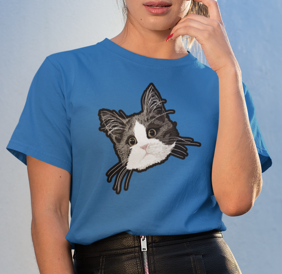 "Royal Shark Mode" from Jamie's Hand-Drawn Cat Collection Unisex Soft-style T-Shirt