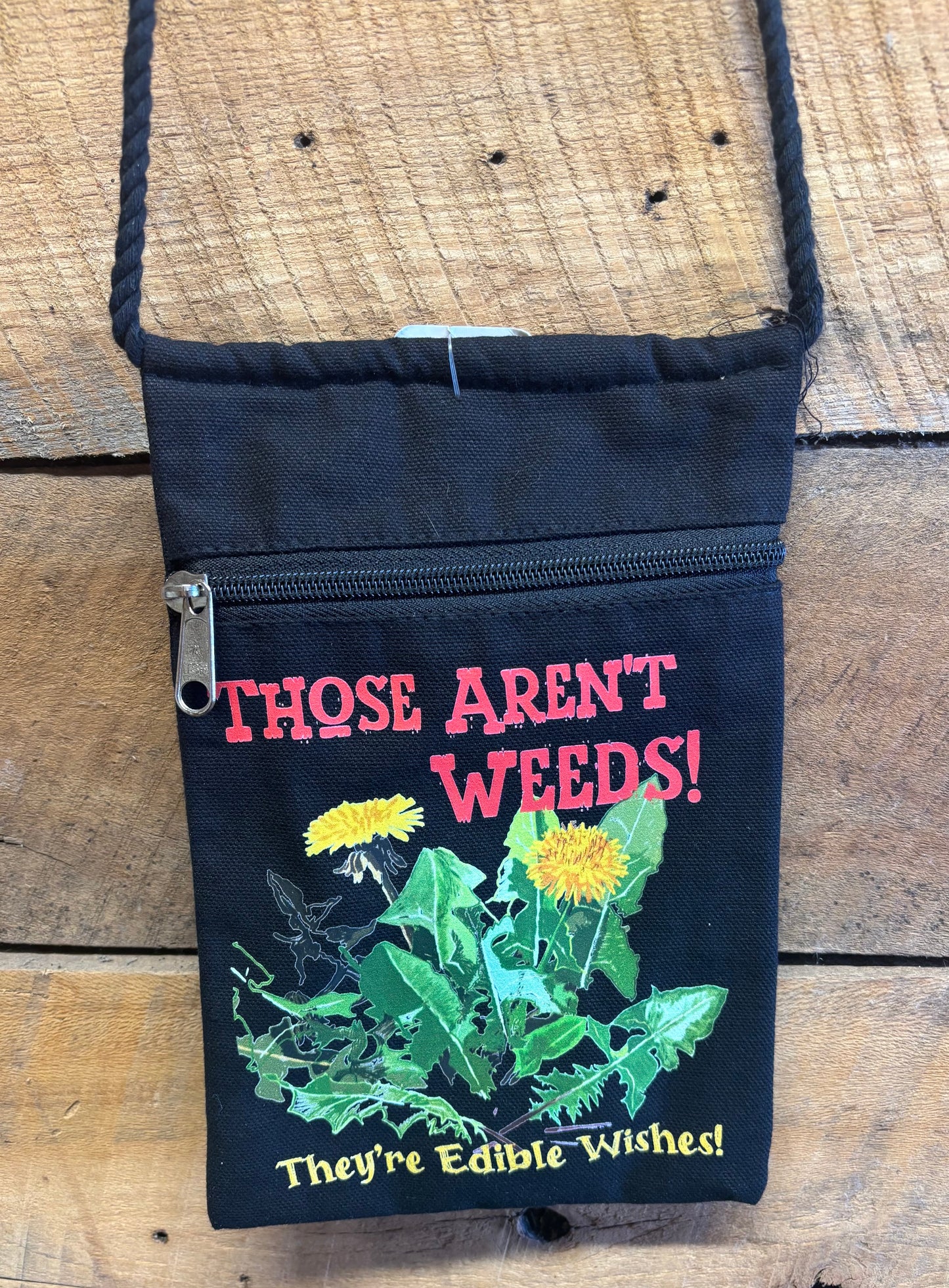 "Those Aren't Weeds!" Dandelion Garden Handbag With Twisted Rope Strap 6"x9"