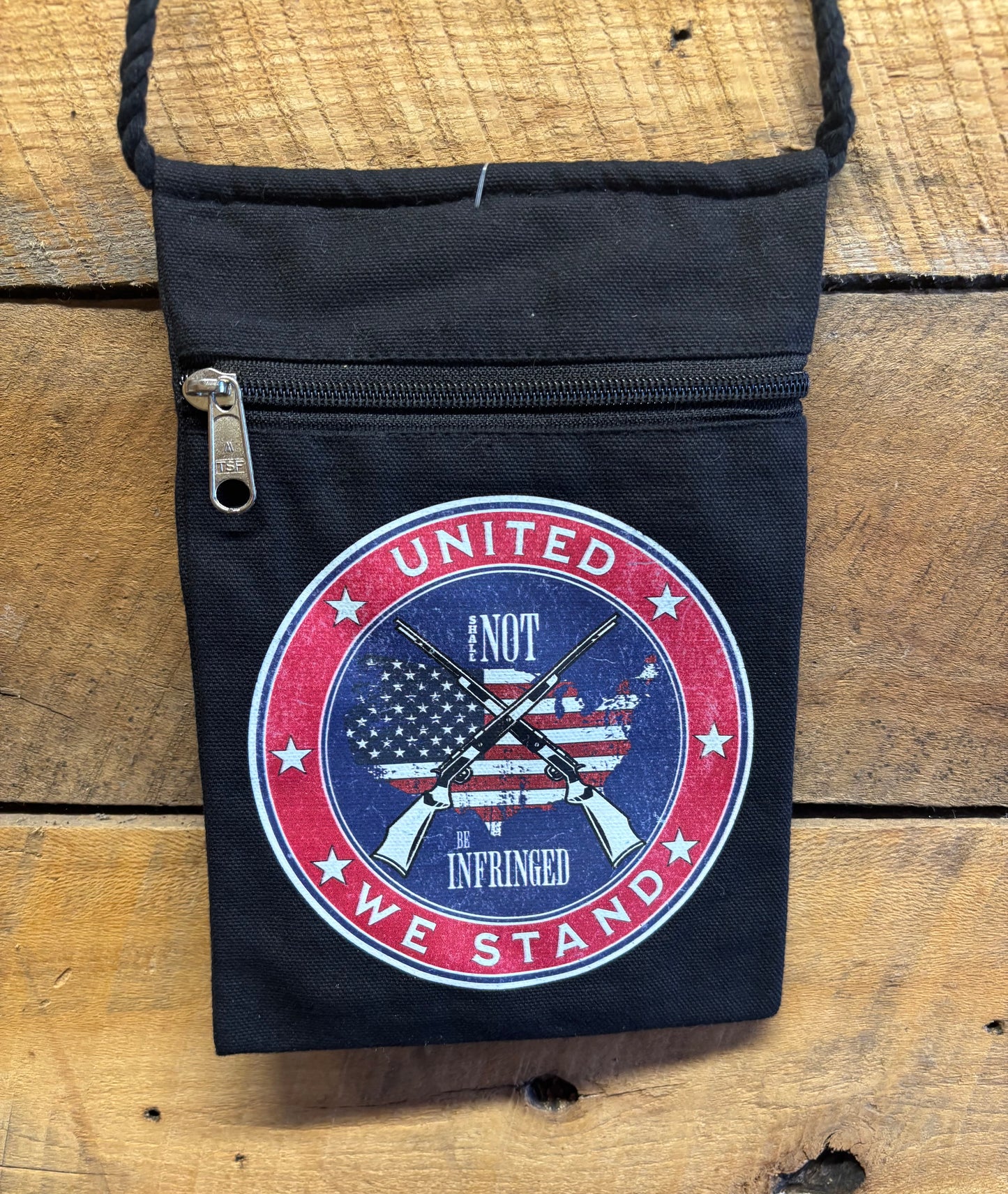 "United We Stand" Patriotic Handbag With Twisted Rope Strap 6"x9"