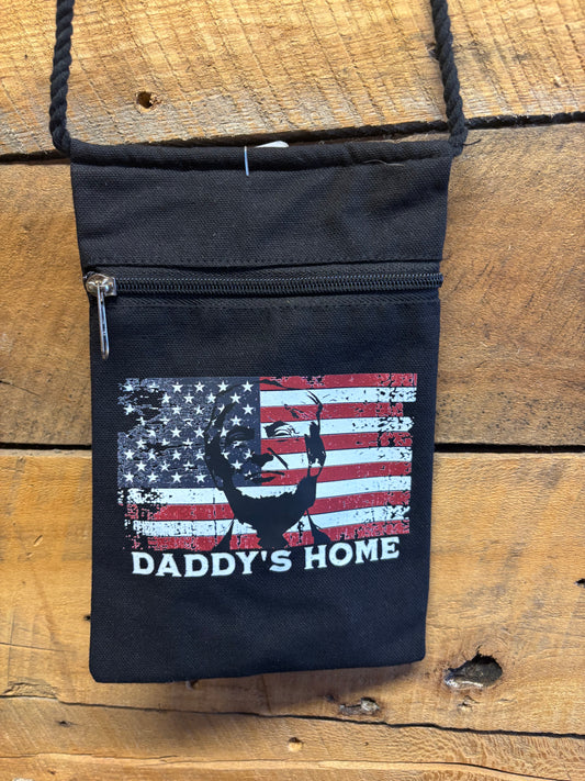 "Trump in Flag - Daddy's Home" Patriotic Handbag With Twisted Rope Strap 6"x9"