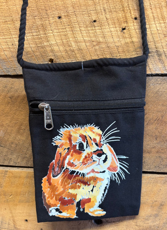"Lop Rabbit" Jamie's Hand-Drawn Rabbit Collection Handbag With Twisted Rope Strap 6"x9"