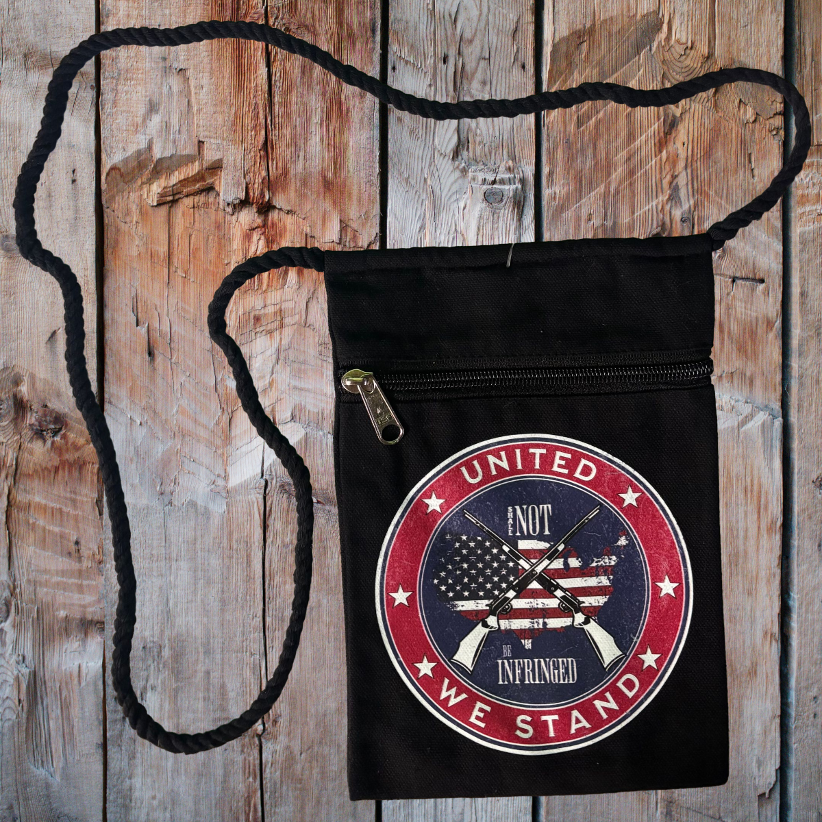 "United We Stand" Patriotic Handbag With Twisted Rope Strap 6"x9"