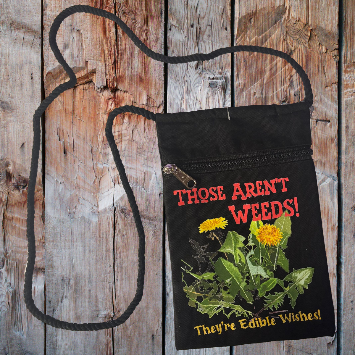 "Those Aren't Weeds!" Dandelion Garden Handbag With Twisted Rope Strap 6"x9"