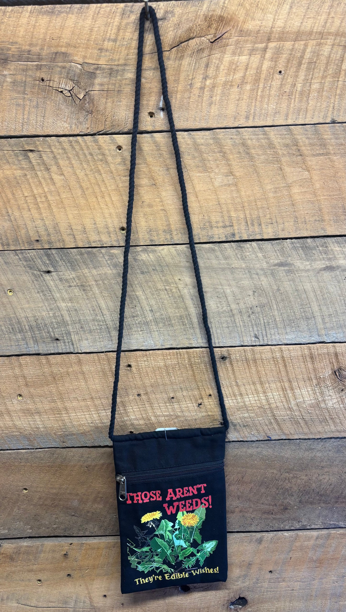 "Those Aren't Weeds!" Dandelion Garden Handbag With Twisted Rope Strap 6"x9"