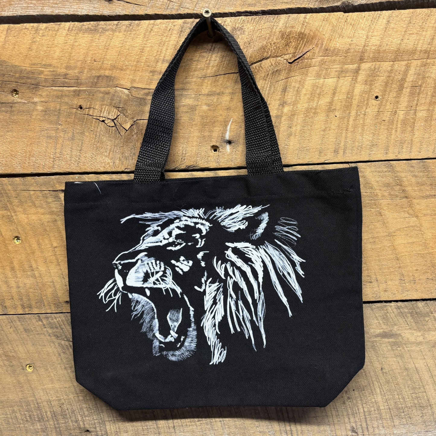"Lion Rawr" Jamie's Hand-Drawn Cat Collection Tote Bag 11"x9"