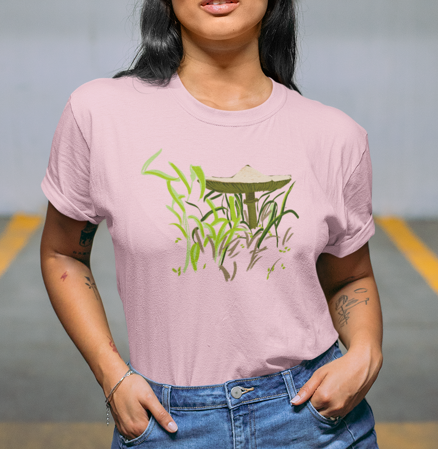 "Brown Mushroom" from Jamie's Hand-Drawn Mushroom Collection Unisex Soft-style T-Shirt