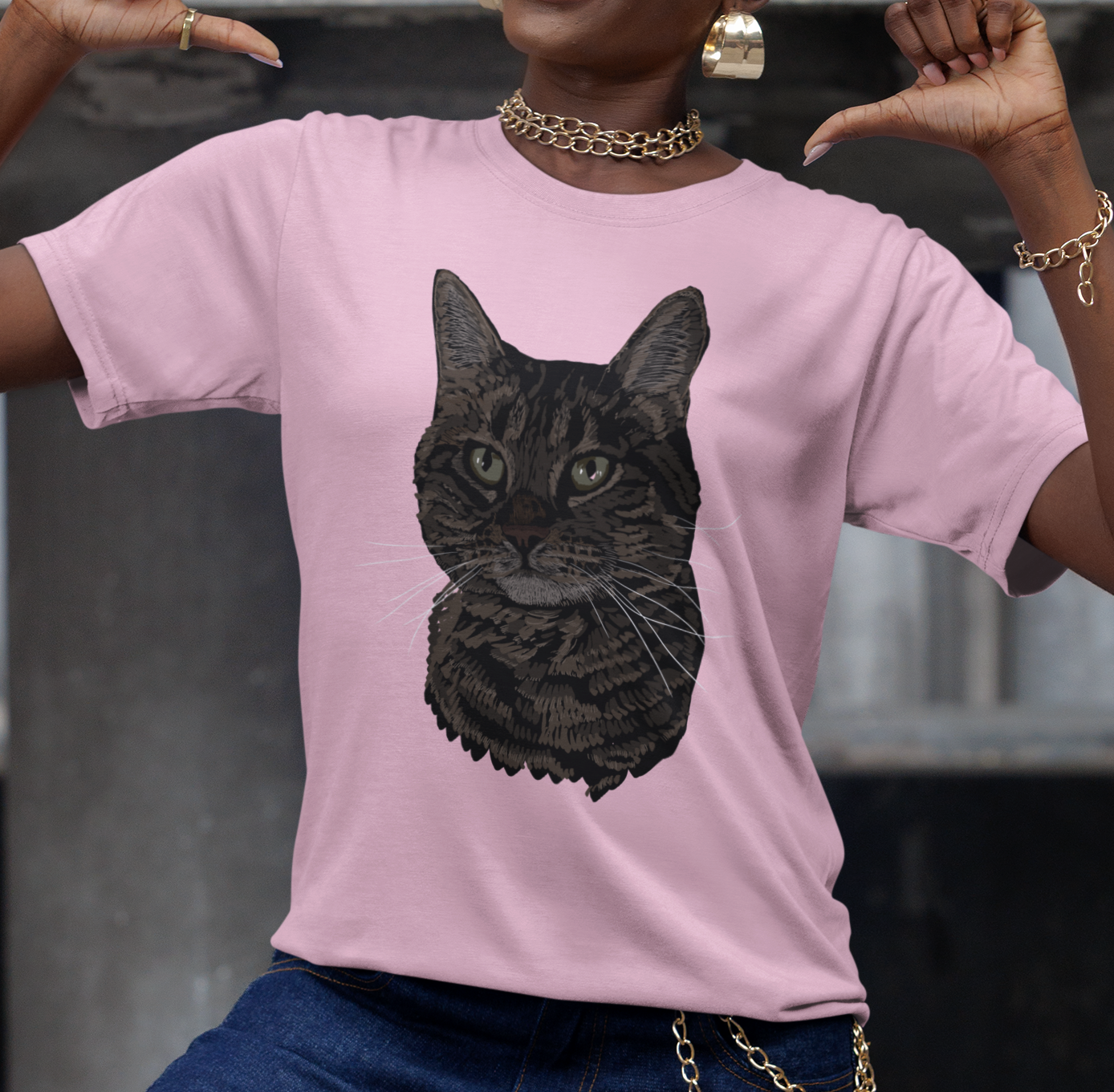 "Joshua's Cat" from Jamie's Hand-Drawn Cat Collection Unisex Soft-style T-Shirt