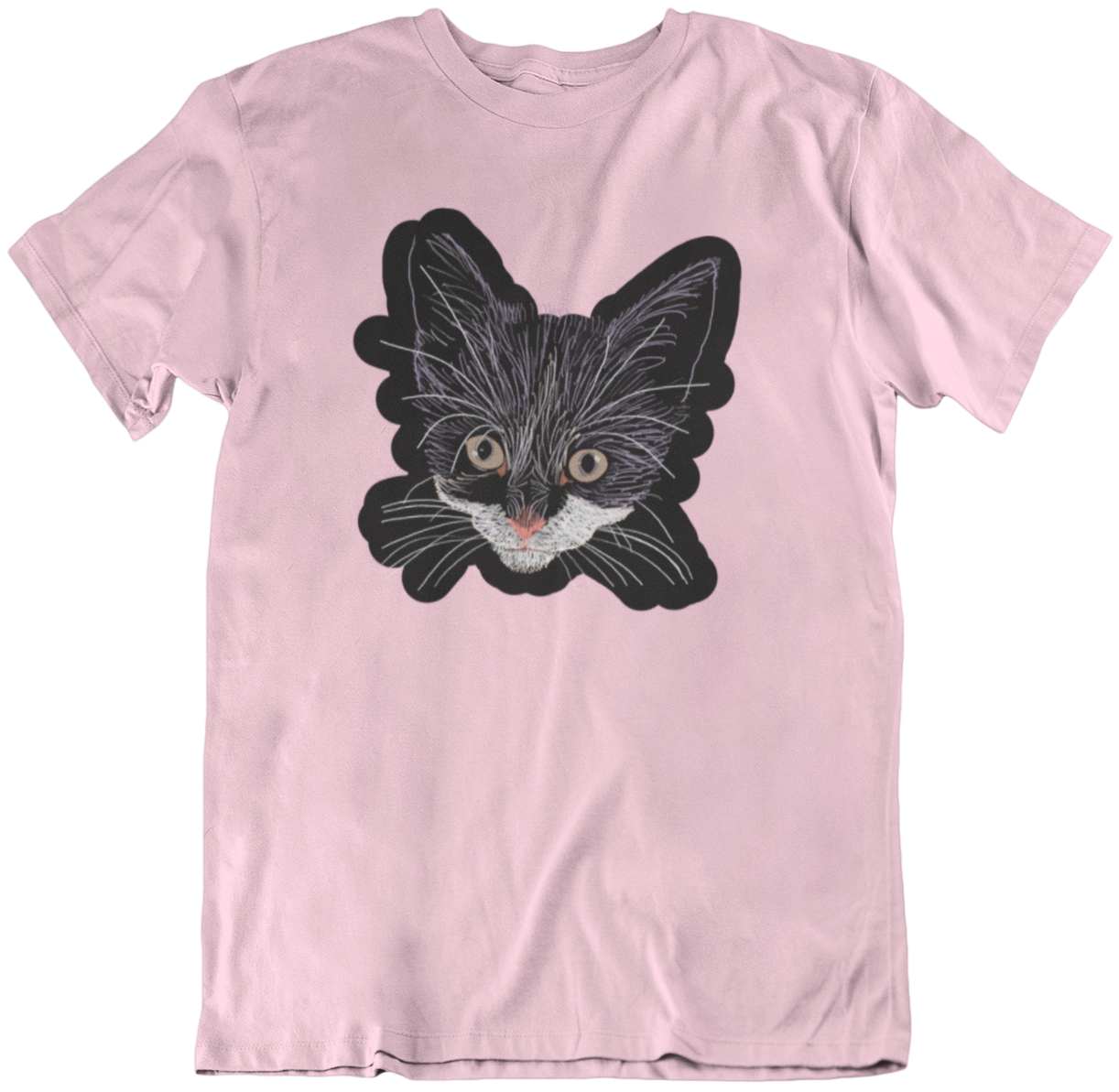 "Grey Eyed Kitty" from Jamie's Hand-Drawn Cat Collection Unisex Soft-style T-Shirt