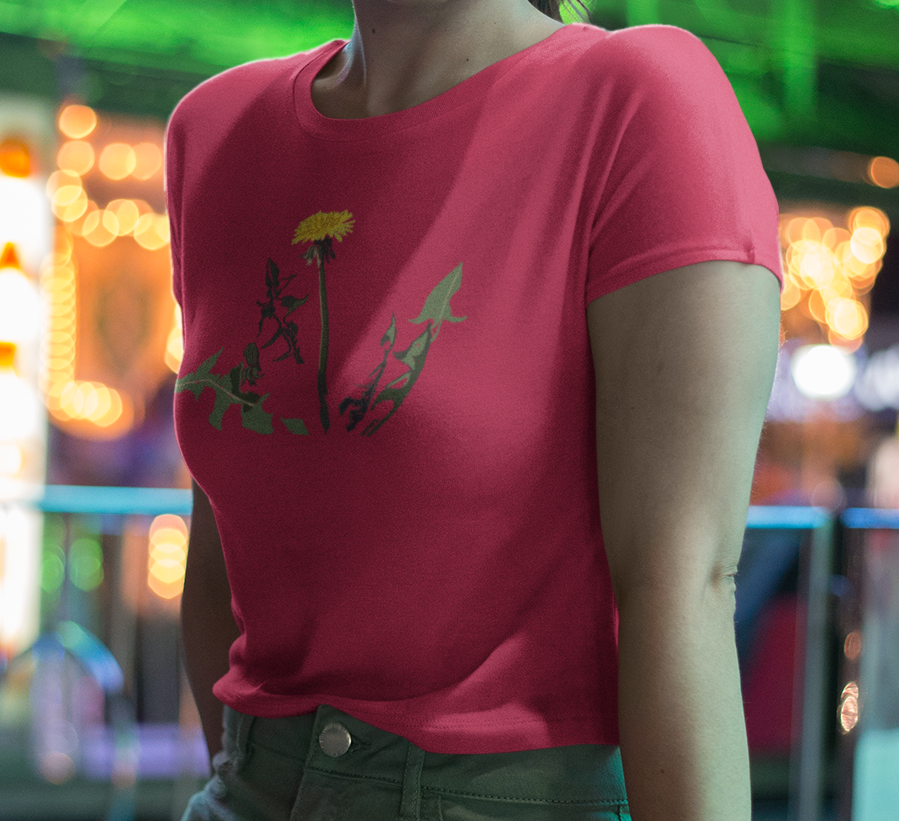 "Dandelion Bloom" from Jamie's Hand-Drawn Floral Collection Unisex Soft-style T-Shirt