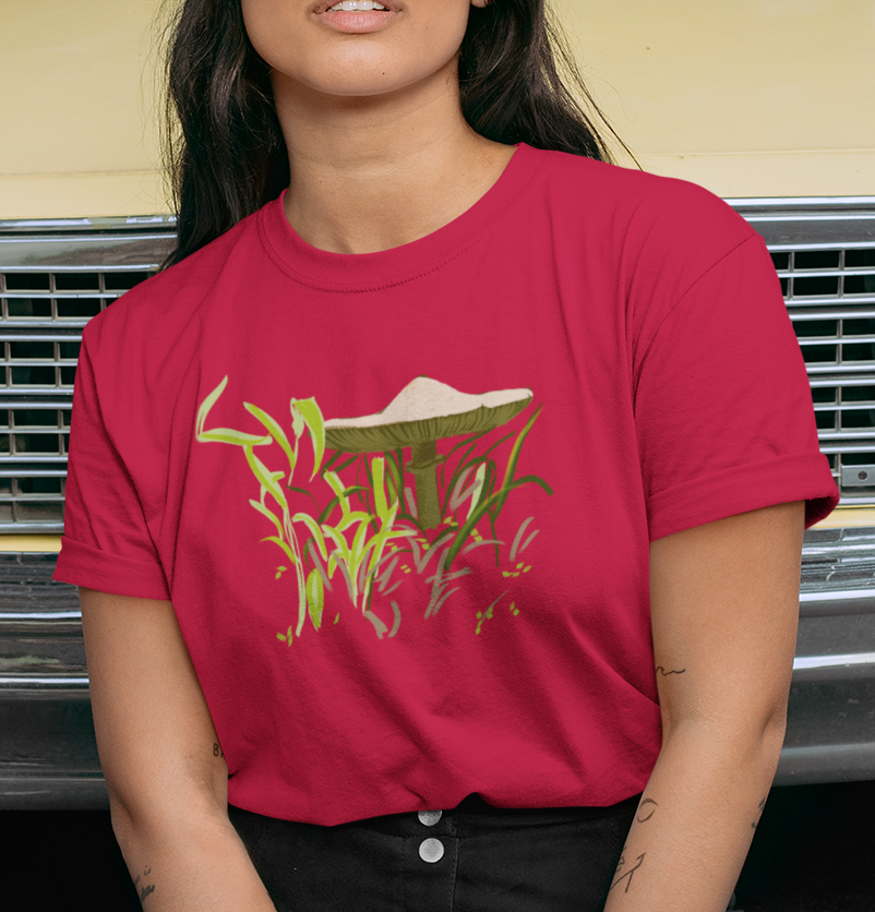 "Brown Mushroom" from Jamie's Hand-Drawn Mushroom Collection Unisex Soft-style T-Shirt