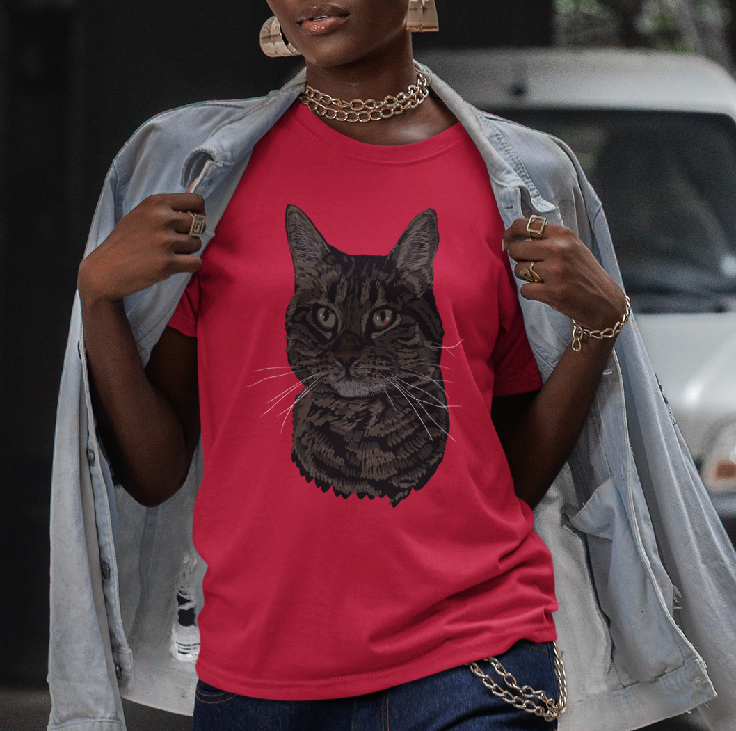 "Joshua's Cat" from Jamie's Hand-Drawn Cat Collection Unisex Soft-style T-Shirt