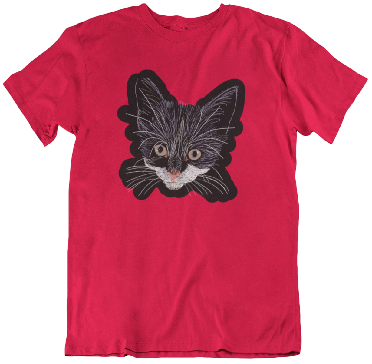 "Grey Eyed Kitty" from Jamie's Hand-Drawn Cat Collection Unisex Soft-style T-Shirt