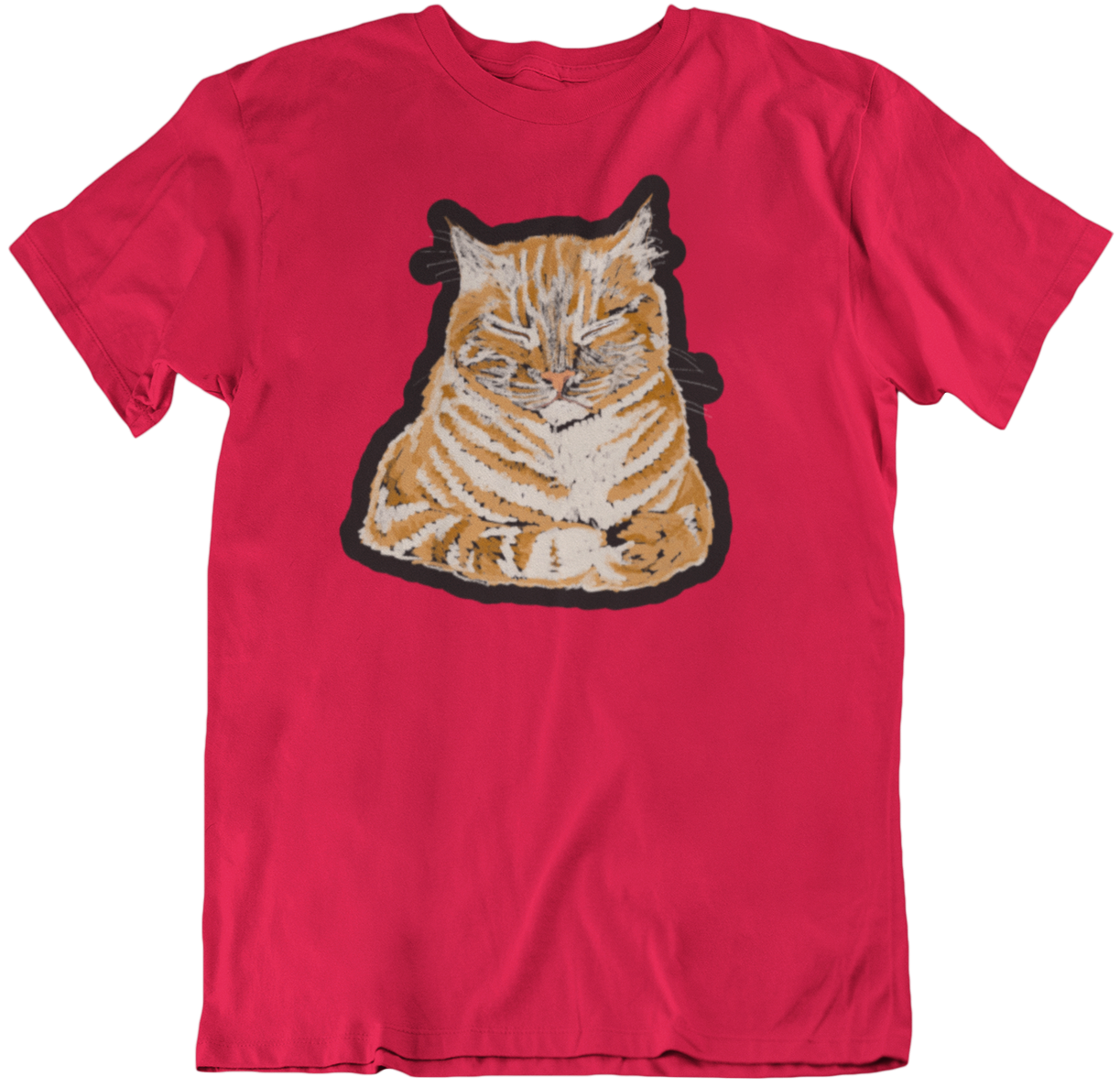 "Orange Sleepy Cat" from Jamie's Hand-Drawn Cat Collection Unisex Soft-style T-Shirt