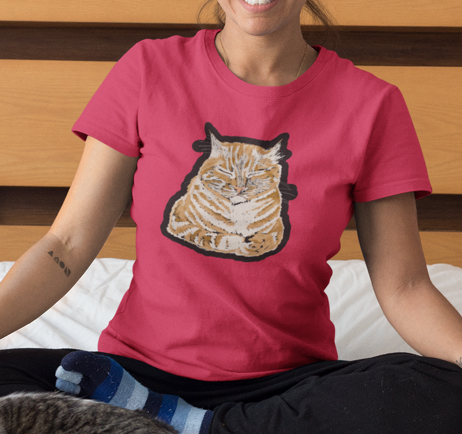 "Orange Sleepy Cat" from Jamie's Hand-Drawn Cat Collection Unisex Soft-style T-Shirt
