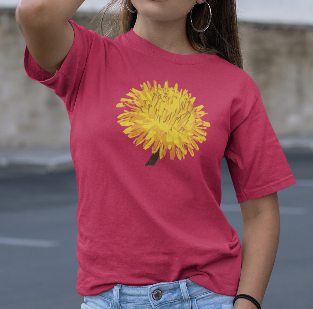 "Dandelion Top" from Jamie's Hand-Drawn Floral Collection Unisex Soft-style T-Shirt