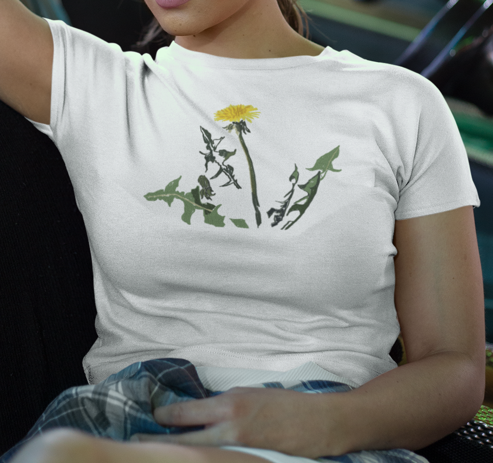 "Dandelion Bloom" from Jamie's Hand-Drawn Floral Collection Unisex Soft-style T-Shirt