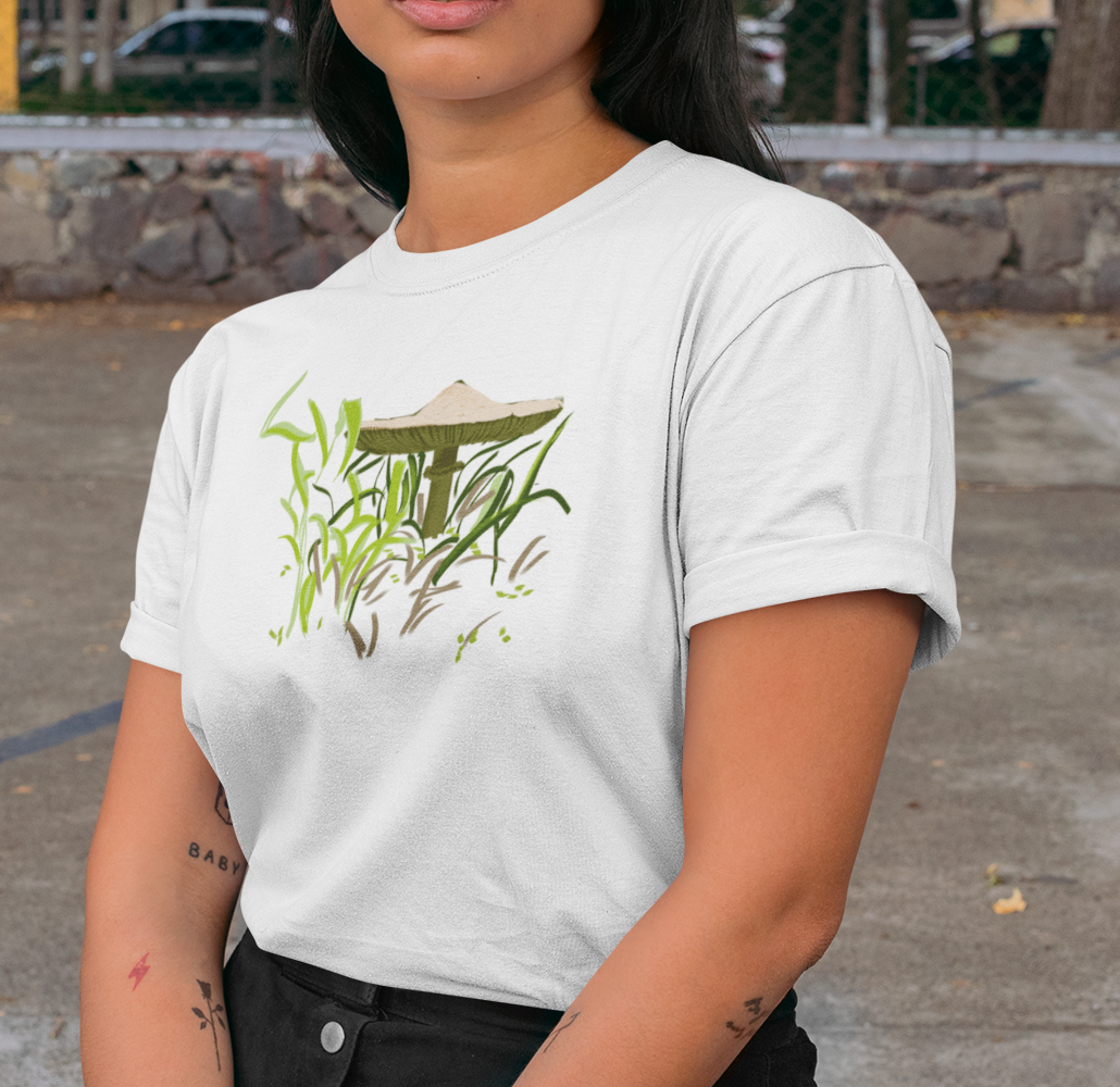 "Brown Mushroom" from Jamie's Hand-Drawn Mushroom Collection Unisex Soft-style T-Shirt