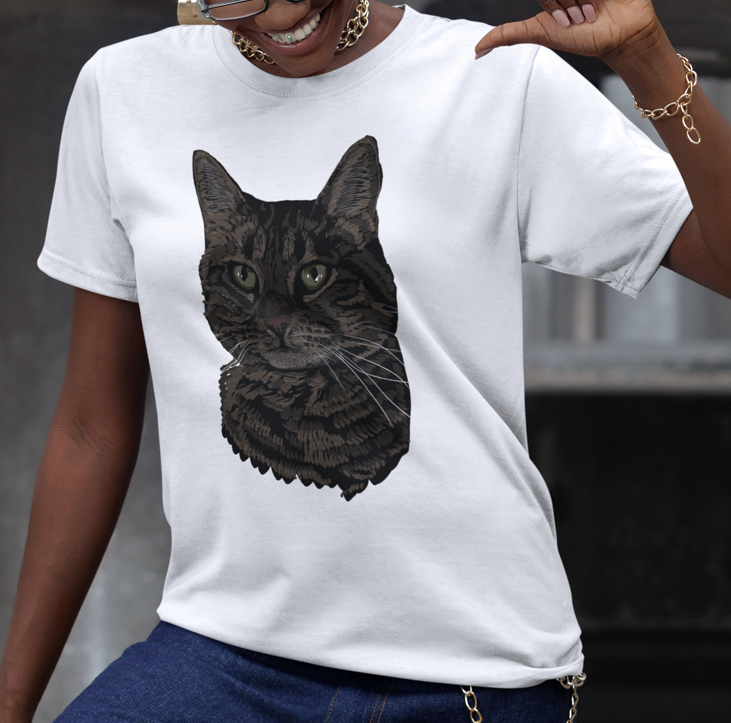 "Joshua's Cat" from Jamie's Hand-Drawn Cat Collection Unisex Soft-style T-Shirt