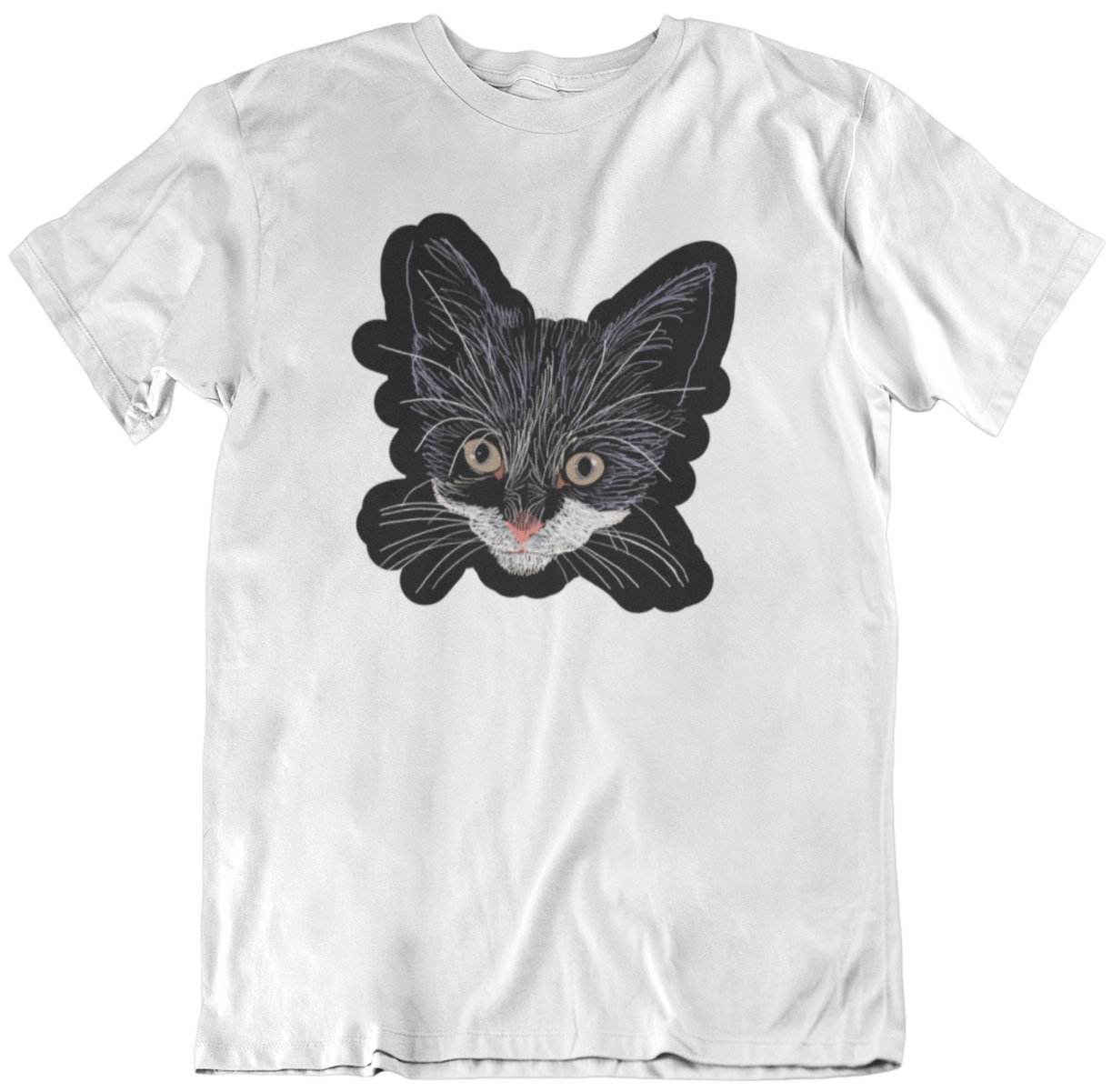 "Grey Eyed Kitty" from Jamie's Hand-Drawn Cat Collection Unisex Soft-style T-Shirt