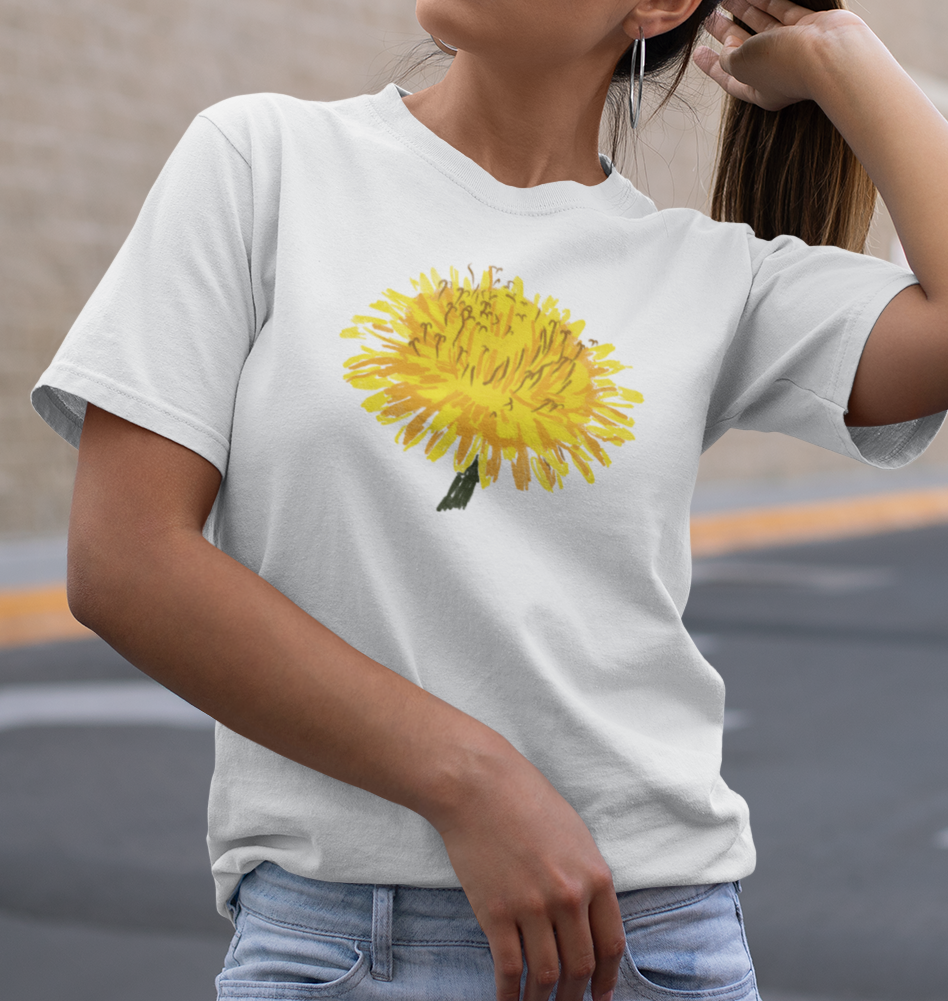"Dandelion Top" from Jamie's Hand-Drawn Floral Collection Unisex Soft-style T-Shirt