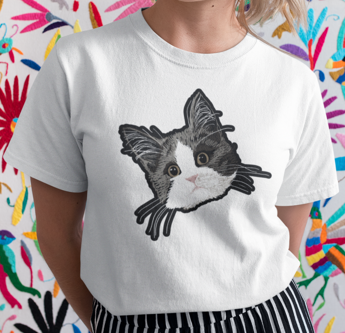 "Royal Shark Mode" from Jamie's Hand-Drawn Cat Collection Unisex Soft-style T-Shirt