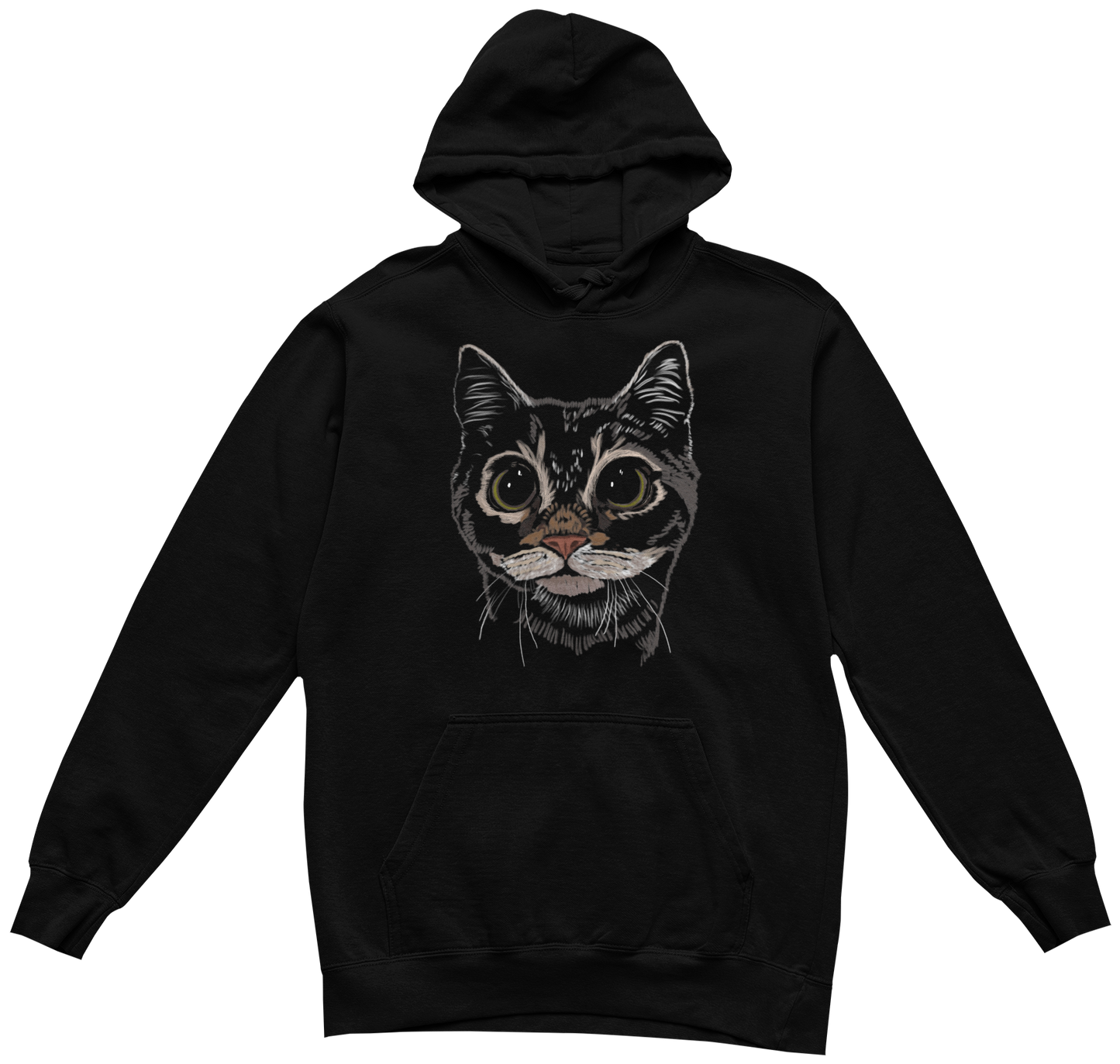"Boba Eyes Cat" from Jamie's Hand-Drawn Cat Collection Unisex Hoodie